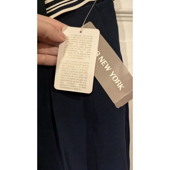 Vintage Jones NY NWT Navy and‎ white Nautical belt silk wide trousers Sz 6 - Picture 4 of 6